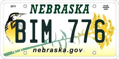NE license plate BIM776