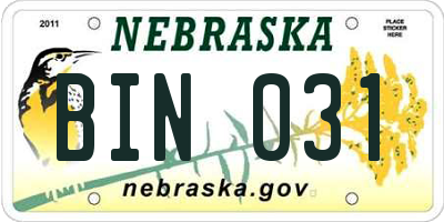 NE license plate BIN031