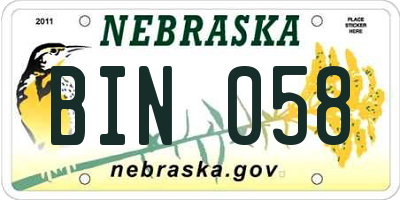 NE license plate BIN058