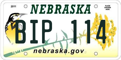 NE license plate BIP114