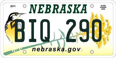 NE license plate BIQ290