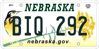 NE license plate BIQ292
