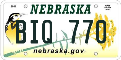 NE license plate BIQ770