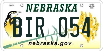 NE license plate BIR054