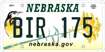 NE license plate BIR175