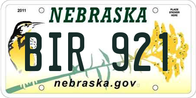 NE license plate BIR921