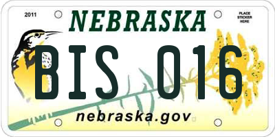 NE license plate BIS016