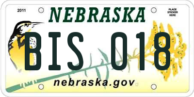 NE license plate BIS018