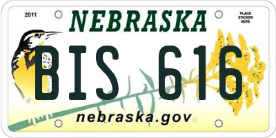 NE license plate BIS616