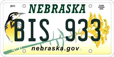NE license plate BIS933