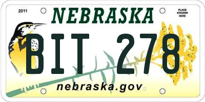 NE license plate BIT278