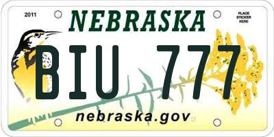 NE license plate BIU777