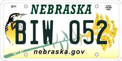NE license plate BIW052