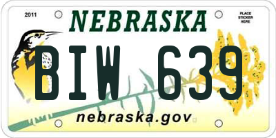 NE license plate BIW639