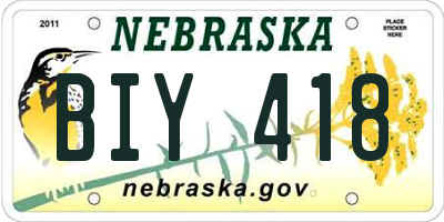 NE license plate BIY418