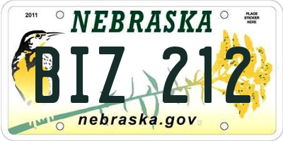 NE license plate BIZ212