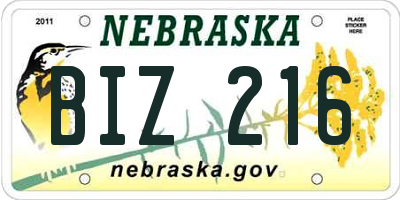 NE license plate BIZ216