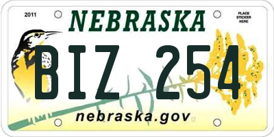 NE license plate BIZ254