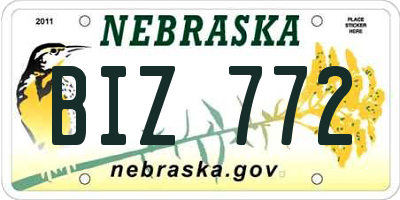 NE license plate BIZ772