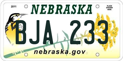 NE license plate BJA233