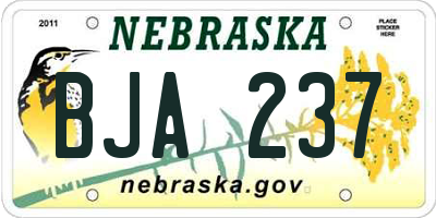 NE license plate BJA237