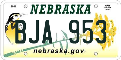 NE license plate BJA953