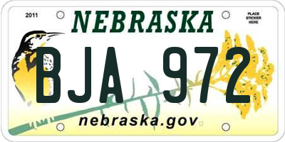 NE license plate BJA972