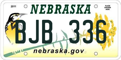 NE license plate BJB336