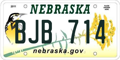 NE license plate BJB714