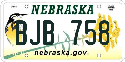 NE license plate BJB758