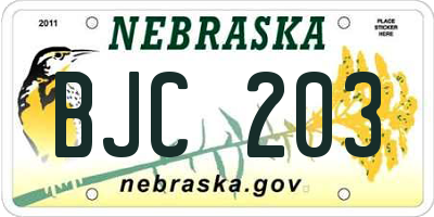 NE license plate BJC203