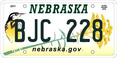 NE license plate BJC228