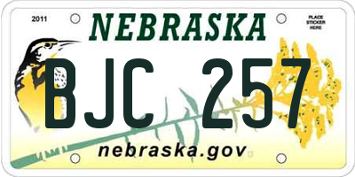 NE license plate BJC257