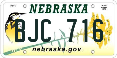 NE license plate BJC716