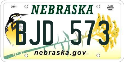 NE license plate BJD573