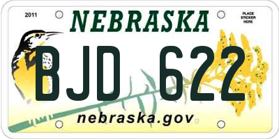 NE license plate BJD622