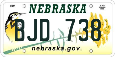 NE license plate BJD738