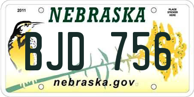 NE license plate BJD756