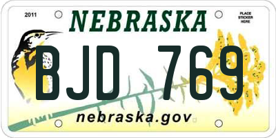 NE license plate BJD769