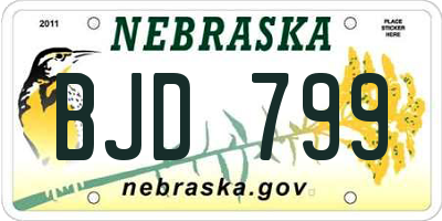 NE license plate BJD799