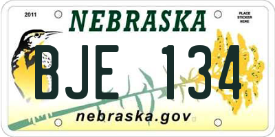 NE license plate BJE134