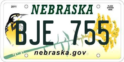 NE license plate BJE755