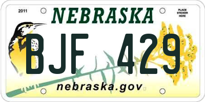 NE license plate BJF429