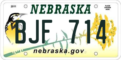 NE license plate BJF714