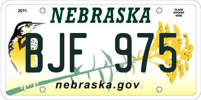 NE license plate BJF975