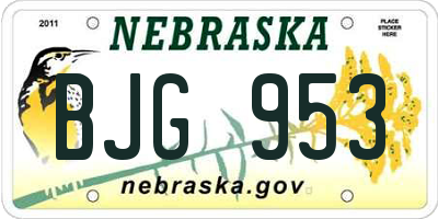 NE license plate BJG953