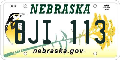 NE license plate BJI113