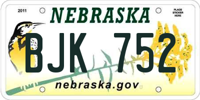 NE license plate BJK752
