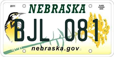NE license plate BJL081