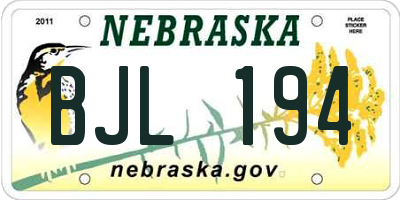 NE license plate BJL194
